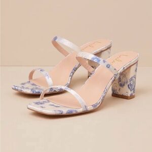 Tresa Baby Blue Floral Strappy High Heel Sandals